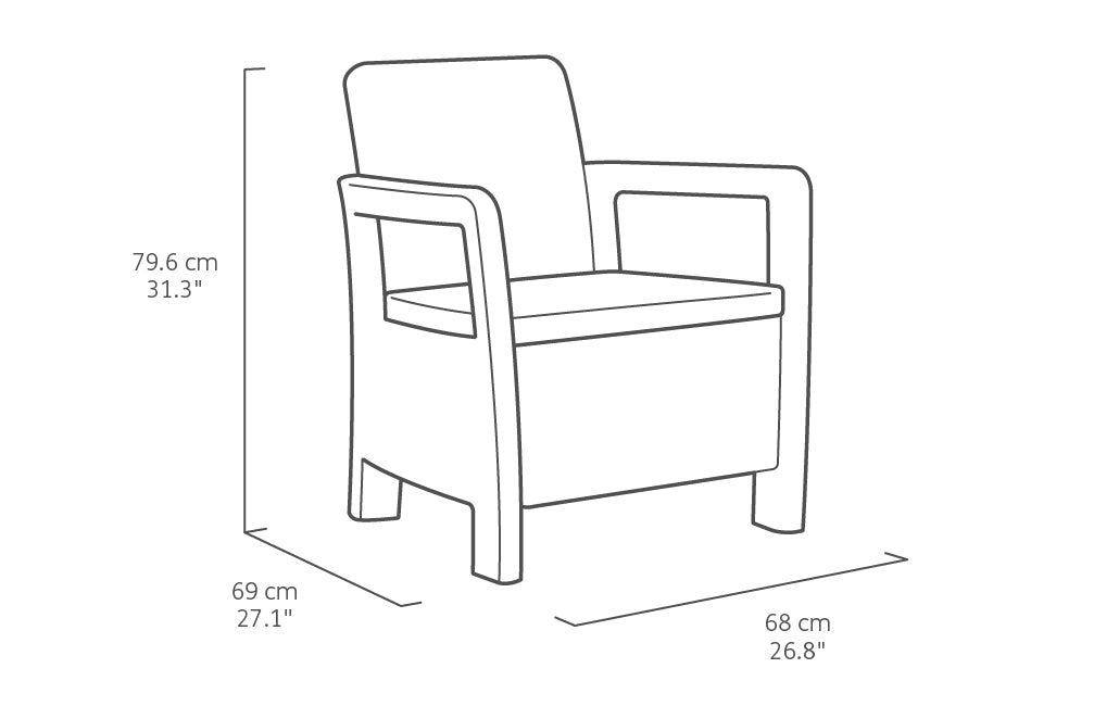 Conjunto de jardín de 4 plazas Tarifa Lounge con cojines incluidos, Color grafito. Medidas de sillón individual. Keter