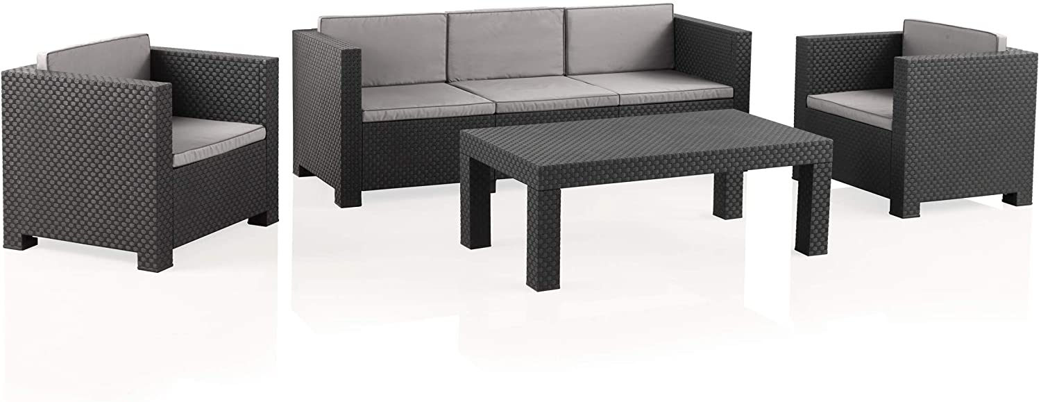 Conjunto de Muebles de Jardín Diva Tropea Color Antracita | Fabricado en España con Materiales Reciclados. Shaf