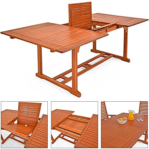 Secuencia de plegado de mesa de Conjunto de Muebles Unikko 6+1. Madera de eucalipto certificada FSC –  Deuba | maxjardin