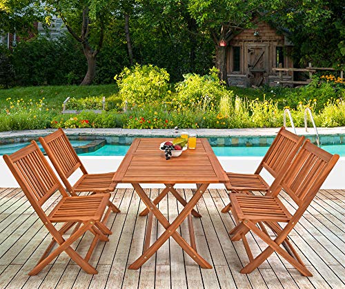 Juego 4 sillas plegables madera – Tu piscina y jardín
