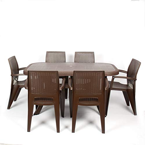 Conjunto Luxe 6 SILLAS Caribe Y 1 Mesa Caribe Chocolate. - CREVICOSTA | maxjardin