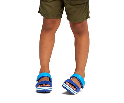 Niño con Sandalias infantiles Crocs Unisex Azules (Cerulean Blue/Ocean), 19/20 EU. Crocband Sandal Kids