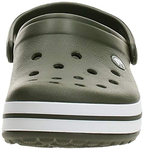 Vista frontal de los Zuecos Crocs Crocband U, Zuecos Unisex Adulto, Verde (Army Green-White 37p), 43-44 EU