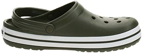 Vista de perfil de los Zuecos Crocs Crocband U, Zuecos Unisex Adulto, Verde (Army Green-White 37p), 43-44 EU