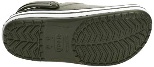 Vista de la suela de los Zuecos Crocs Crocband U, Zuecos Unisex Adulto, Verde (Army Green-White 37p), 43-44 EU
