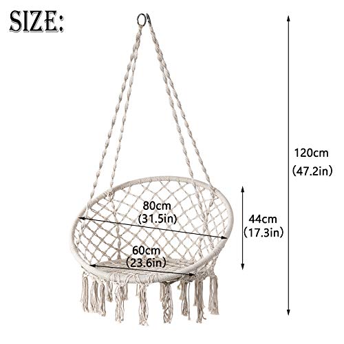 Medidas de la Silla Hamaca, Columpio Colgante, para Interior, Exterior, Peso máximo: 120 kg. D4P. Chihee