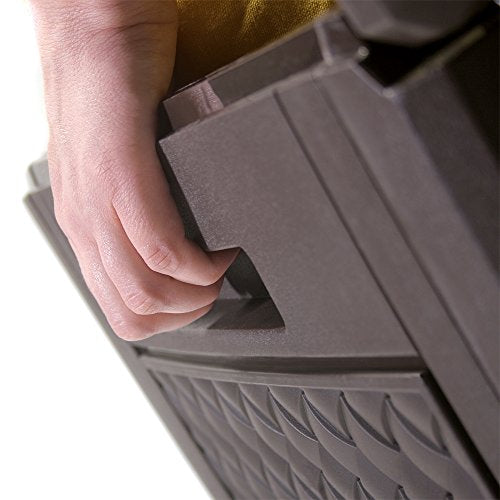 Detalle del asa del Arcón Baúl de almacenaje Marrón con Capacidad de 310 litros Rattán Trenzado para jardín. Casaria