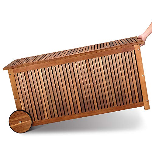 Movilidad de baúl de madera con asas y ruedas Casaria | maxjardin