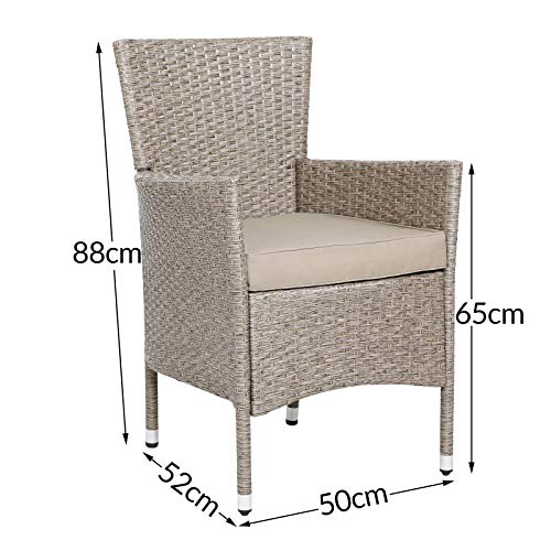 Medidas de silla de Conjunto de Poliratán Crema 4 sillas + cojines y mesa. Casaria