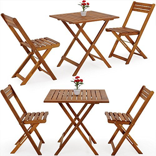 Aktive 61000 - Conjunto mesa y sillas jardín, terraza plegables, Madera  acacia, 1 mesa, 2 sillas