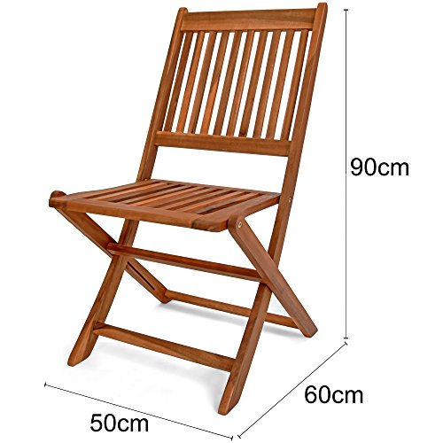 Medidas de silla de Conjunto de Muebles de Madera de Acacia con Certificado FSC® de jardín 'Sydney Light' - Casaria | maxjardin