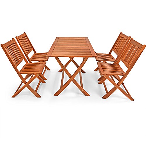 Conjunto Mesa + 4 sillas Sydney Light madera Acacia FSC® Plegable, Casaria  – maxjardin