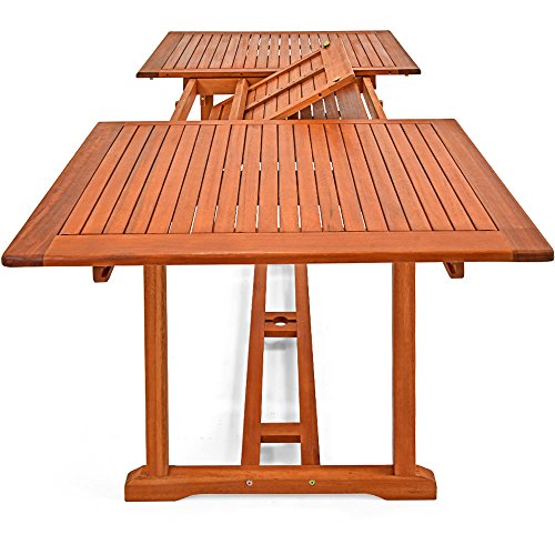 Plegado de mesa de Conjunto de Muebles Unikko 6+1. Madera de eucalipto certificada FSC – Deuba | maxjardin