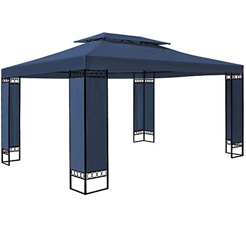 Elegante Cenador Azul 3 x 4 m. Metal lacado. Lona Poliéster Impermeable. Deuba | maxjardin