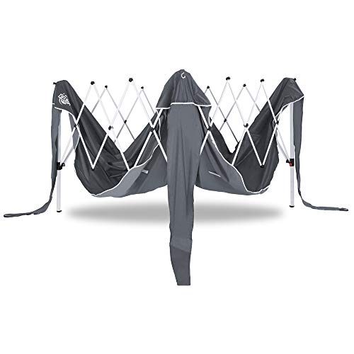 Cenador Capri Beige 3x3 m Plegable, Impermeable. Detalle de carpa desplegando. Deuba.