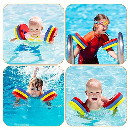 Niños usando los Manguitos de Natación para Niños Hechos de Espuma, 6 Piezas en 3 colores. Aitsite