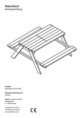 Portada de manual de usuario de la Mesa de picnic infantil con bancos corridos. 94361FSCe. Dobar