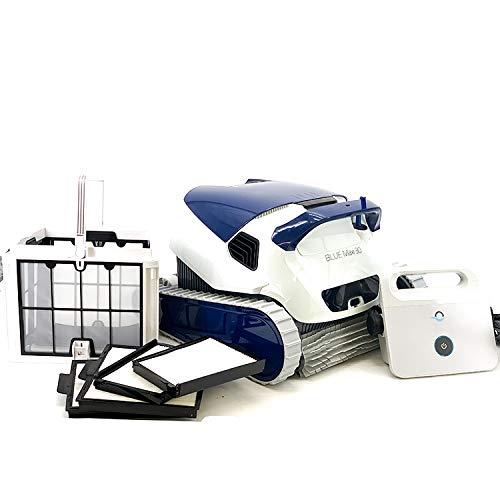 Set de producto del Robot automático limpiafondos Dolphin Maytronics BLUE Maxi 30 para piscinas, fondo y paredes. sistema de navegación preciso Clever clean.