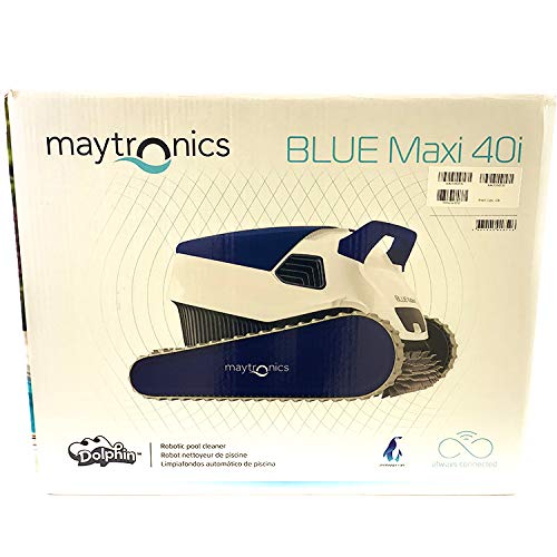 Packaging del Robot automático para Piscinas Fondo y Paredes Blue Maxi 40i Sistema de navegación preciso Clever Clean. Control Remoto App MOVIL Bluetooth. limpiafondos. DOLPHIN