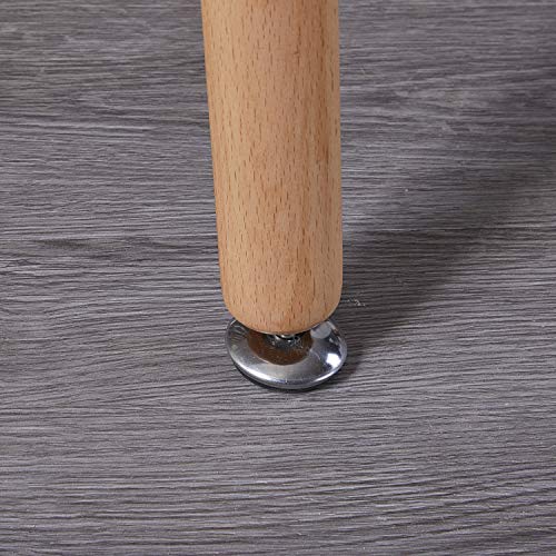 Detalle de pata de la Mesa de Comedor Rectangular, Estilo Escandinavo y Patas de Madera de Haya, tablero Blanco para Cocina 110x70x73 cm. DORAFAIR