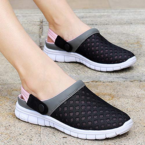 Mujer calzando los Zuecos para Hombres y Mujeres para la Playa, Piscina o Jardín transpirables - Rosa, 36 EU. Eagsouni