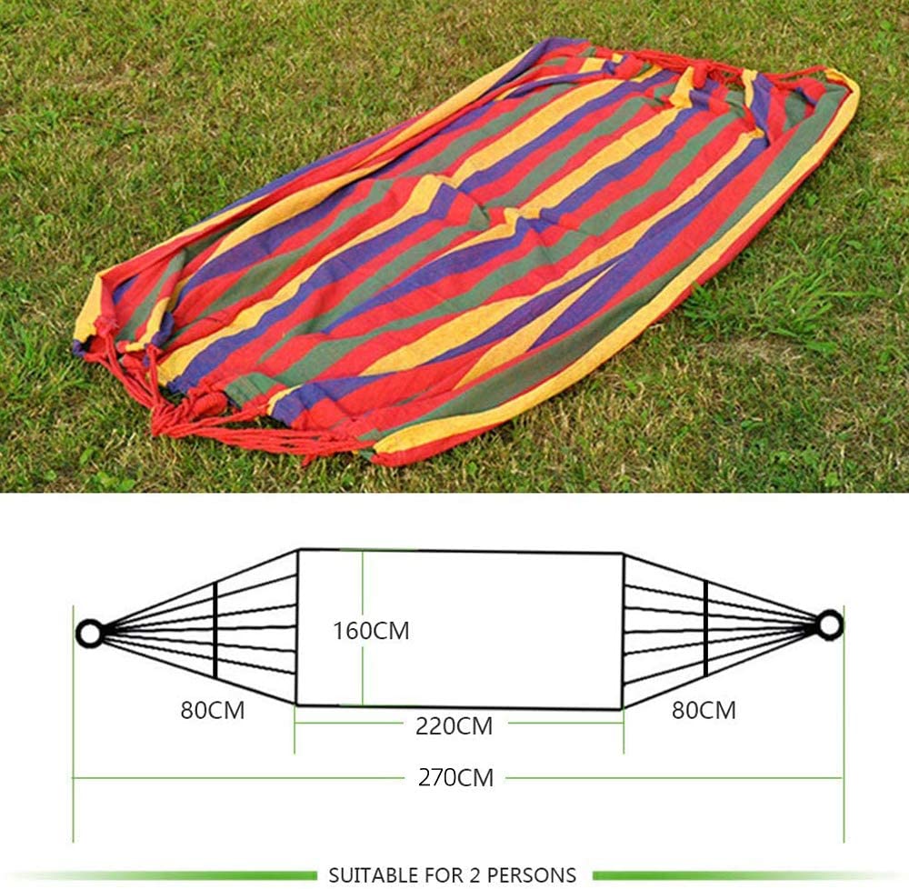 Medidas de la Hamaca Colgante de Tela con 60cm Travesaños de Madera, 220x150cm Hamacas Grande con Almohada Inflable para Jardín Acampada Exterior, 300kg Carga, Rayas. EASY EAGLE