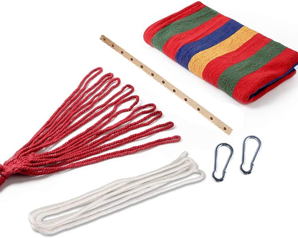Set del producto de la Hamaca Colgante de Tela con 60cm Travesaños de Madera, 220x150cm Hamacas Grande con Almohada Inflable para Jardín Acampada Exterior, 300kg Carga, Rayas. EASY EAGLE
