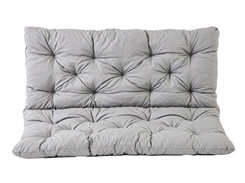 Cojín doble de banco de 2 asientos con respaldo, Color Gris claro. 120 x 98 x 8 cm. Vista frontal. 90266 Hanko - Ambientehome