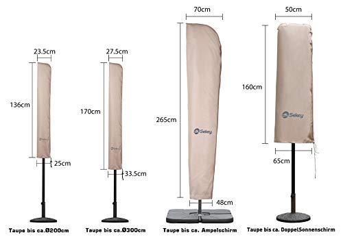 Formatos con medidas de Funda sombrilla Doble, 100% poliéster, Color marrón, 160×40/60cm. Sekey
