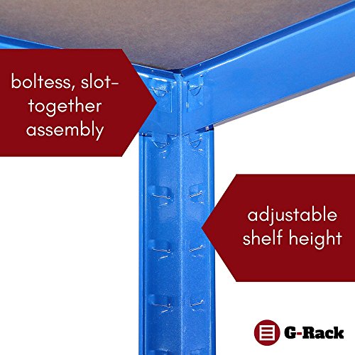 Estantería de Almacenamiento para Garaje, Acero Inoxidable con Recubrimiento de Polvo Azul, 180cm x 90cm x 40cm. G-Rack 0022 | maxjardin