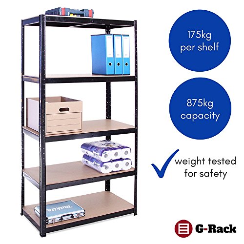 Sistema de estanterías, Acero Inoxidable con Recubrimiento de Polvo Negro, 1 Bay. 0014. G-Rack | maxjardin