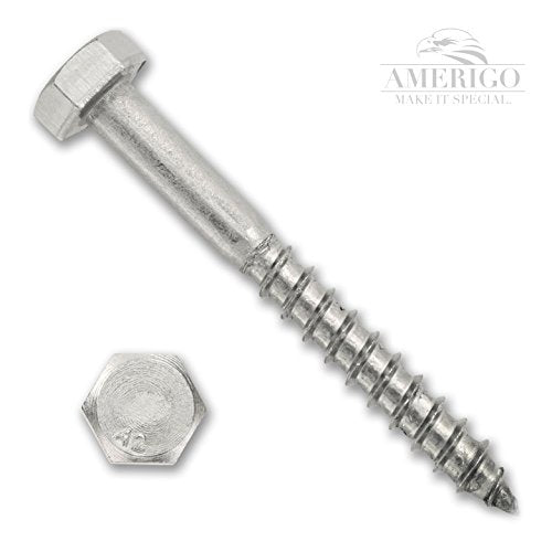 Detalle de tornillo del kit de Ganchos para Hamacas Premium de Amerigo – El Mejor Kit para relajarte en tu hogar – Resistentes – Arandelas redondas, Mosquetones y Tornillos hechos en acero inoxidable