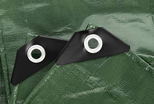 Detalle de refuerzo de ojales de la Lona de protección Premium verde  3 m x 4 m 200 g/m2 | Funda protectora | Lona impermeable. GardenMate