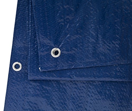 Detalle de ojales de la Lona de protección Universal azul/verde  3 x 6 m 90 g/m2 | Funda protectora | Lona impermeable. GardenMate