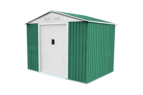 Caseta Metálica de jardín Cambridge 4,72 m² . 181x261x198 cm Acero Galvanizado Verde. Vista general. GARDIUN KIS12767