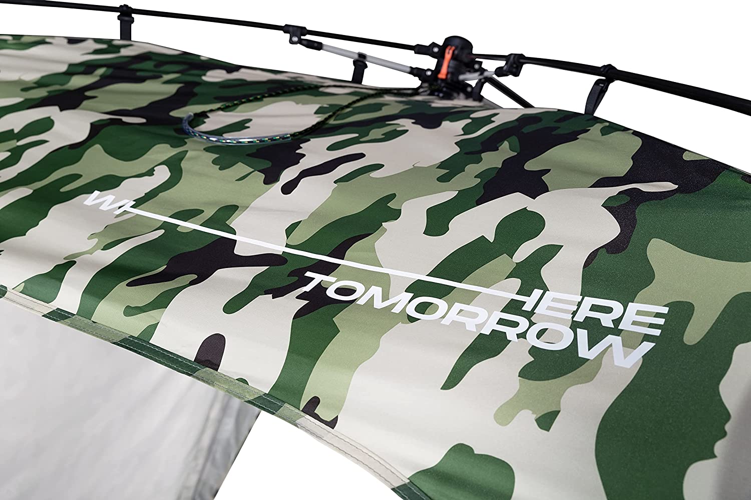 Carpa para eventos, festival o acampada 2,5x2,5x1,9 m, Instalación Fácil, Color Negro, Resistencia a la lluvia. Lumaland. Detalle camuflaje verdes