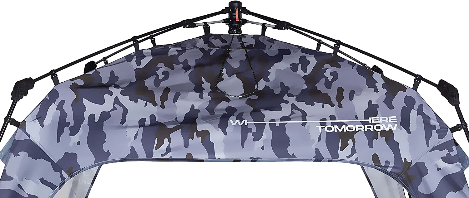 Carpa para eventos, festival o acampada 2,5x2,5x1,9 m, Instalación Fácil, Color Negro, Resistencia a la lluvia. Lumaland. Detalle parte alta