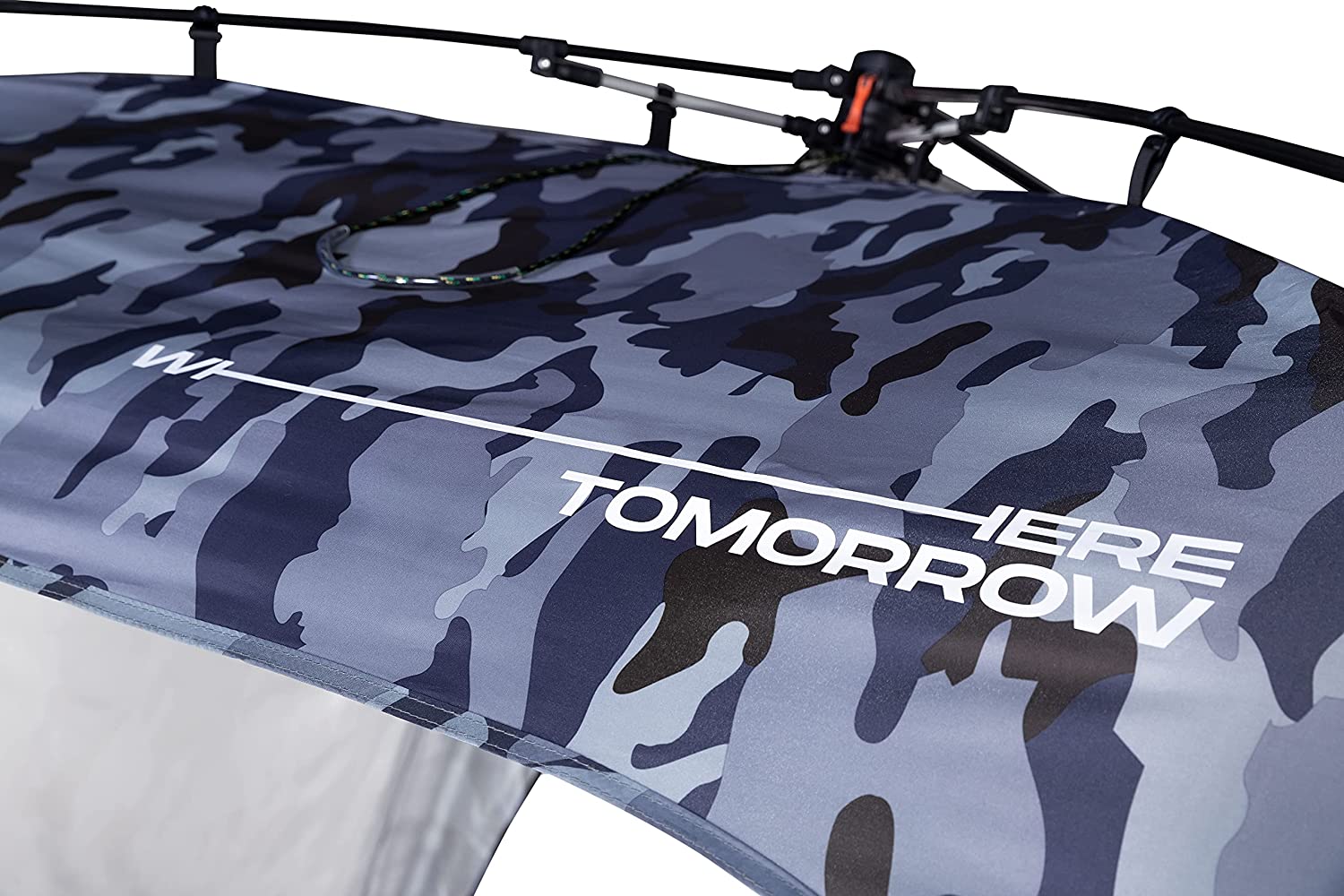 Carpa para eventos, festival o acampada 2,5x2,5x1,9 m, Instalación Fácil, Color Negro, Resistencia a la lluvia. Lumaland. Detalle camuflaje grises