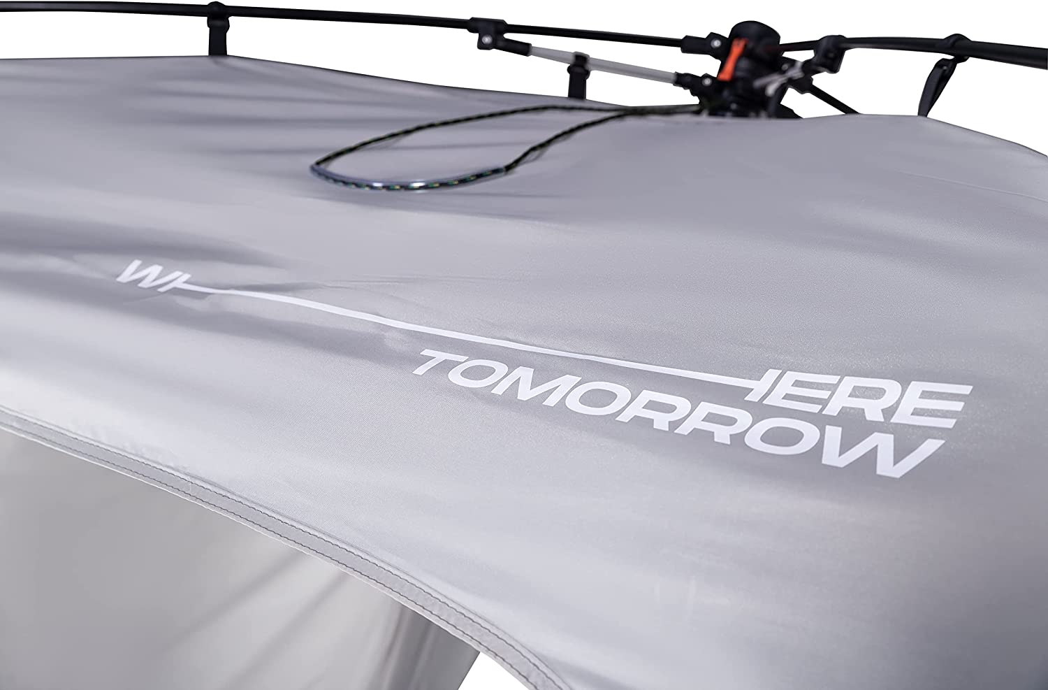 Carpa automontable en 10 segundos para camping o festival de Lumaland. Detalle modelo gris claro.