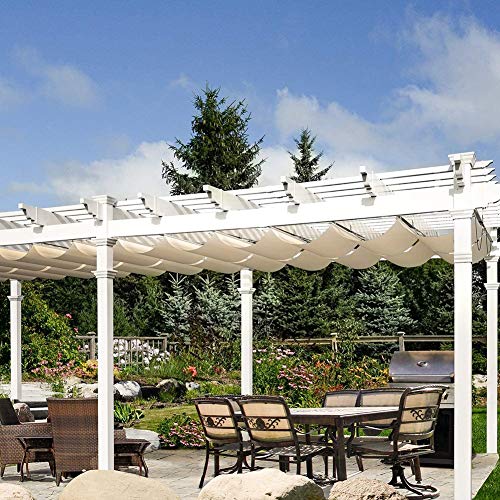 Vista en terraza con Techo Retráctil Repuesto para Cubierta De Pérgola con Protección UV Impermeable Durable para Patio o Terraza 410GSM Poliéster, 30 Tamaños. GDMING