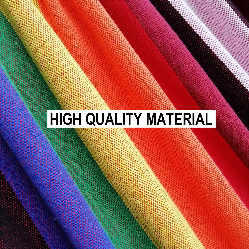 Detalle del tejido y calidad de la Hamaca de Lona de algodón 200x100 cm barata Longitud total 310 cm Carga 250 kg para Exterior e Interior de colores. GOCAN