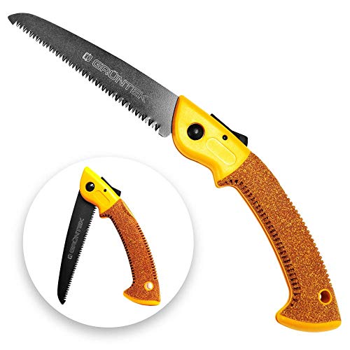 Serrucho de Poda Plegable Dentado Japones 180 mm. Sierra para Madera y Arboles Ligera y Poderosa con Agarre de Corcho Ultra Cómodo.. GRÜNTEK