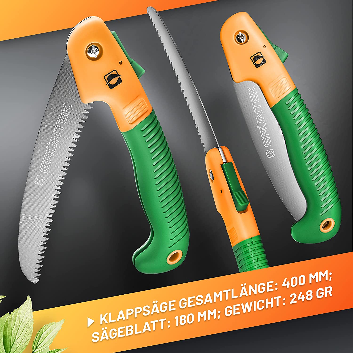 Características de la Sierra de Mano Plegable TIBURÓN para poda y jardinería dentado japonés. GRÜNTEK