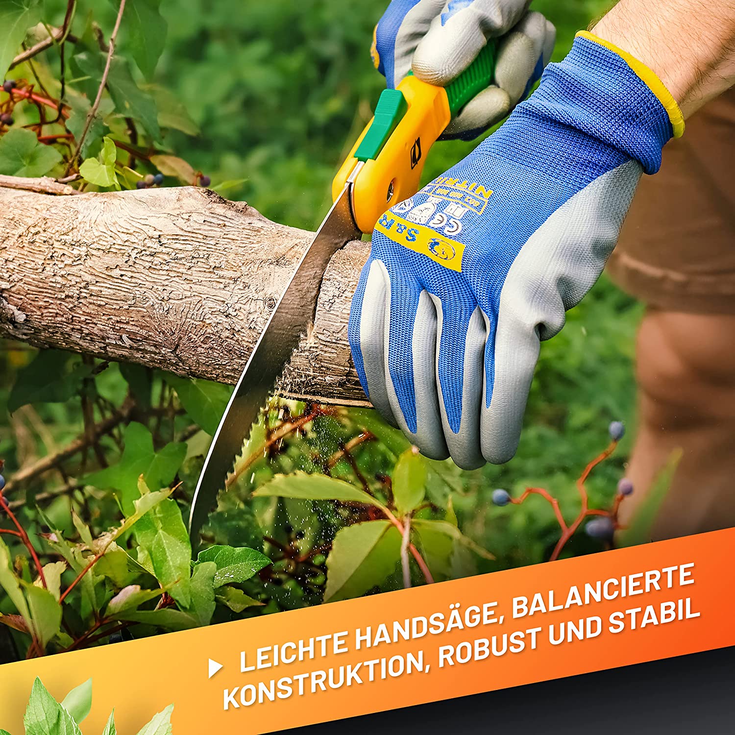 Ligeraza, robustez y establilidad con la Sierra de Mano Plegable TIBURÓN para poda y jardinería dentado japonés. GRÜNTEK