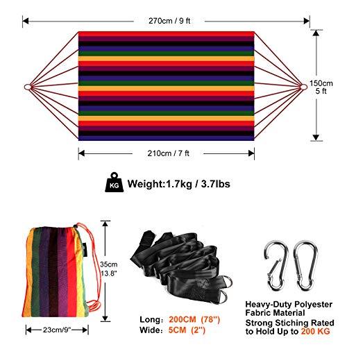 Características y medidas de la Hamaca de Algodón para Jardín. Hasta 200 Kg. con Bolsa. Anyoo