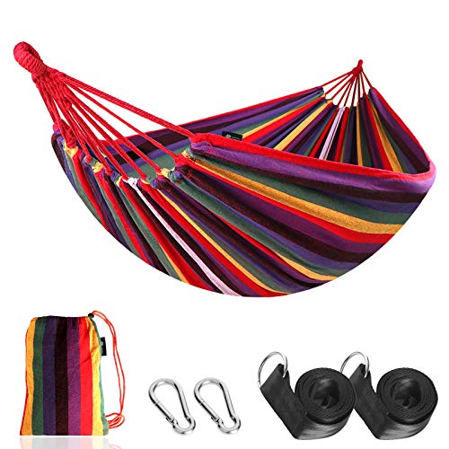 Hamaca de Algodón para Jardín. Hasta 200 Kg. con Bolsa. Anyoo