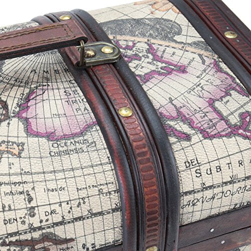 Cofre del Tesoro de Madera con Candado | 38 x 20 x 19 cm | Grande | Cuba. 6410-159. HMF | Detalle remates de piel y remaches | maxjardin