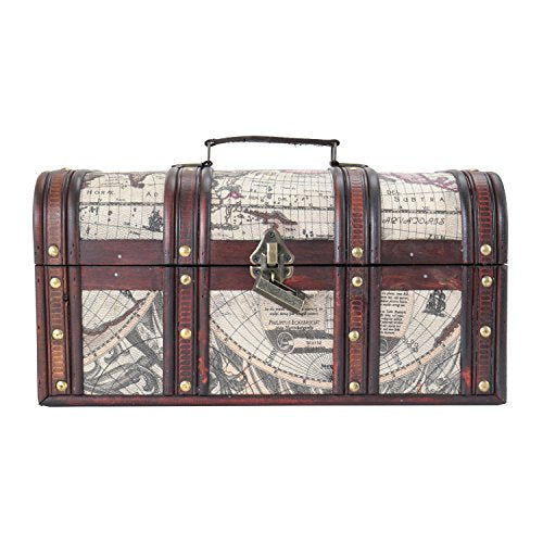 Cofre del Tesoro de Madera con Candado | 38 x 20 x 19 cm | Grande | Cuba. 6410-159. HMF | Vista frontasl | maxjardin