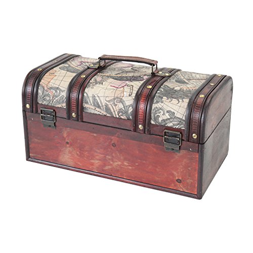 Cofre del Tesoro de Madera con Candado | 38 x 20 x 19 cm | Grande | Cuba. 6410-159. HMF | Detalle vista trasera | maxjardin