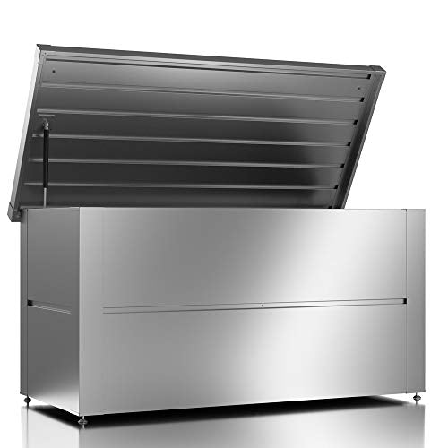 Caja de Almacenamiento para Exterior de acero Resistente con Tapa para exterior - Ahorra Espacio - 135x65x69 cm, Vista general con tapa abierta. Benni-Boy  ILESTO
